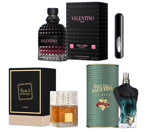 Valentino Born in Roma + Le Beau + Khamrah + Perfumero Recargable